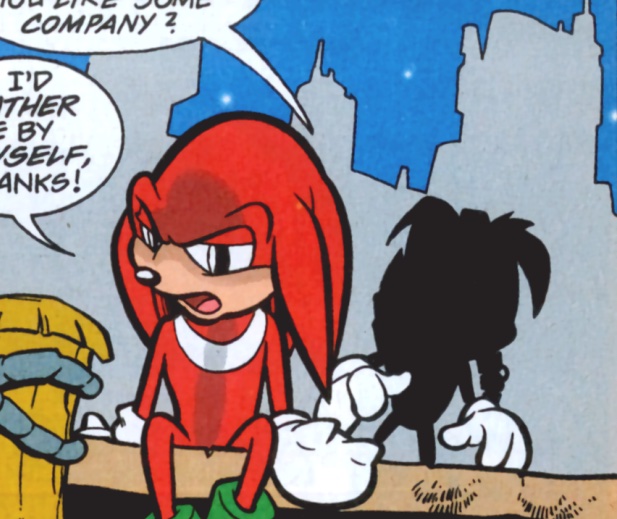 ArchieSTHDaily's tweet photo. An attempt at recolouring a digital scan of a panel from a Knuckles The Echidna issue to try and replicate the original printing. https://t.co/8ls1ZTuHLN