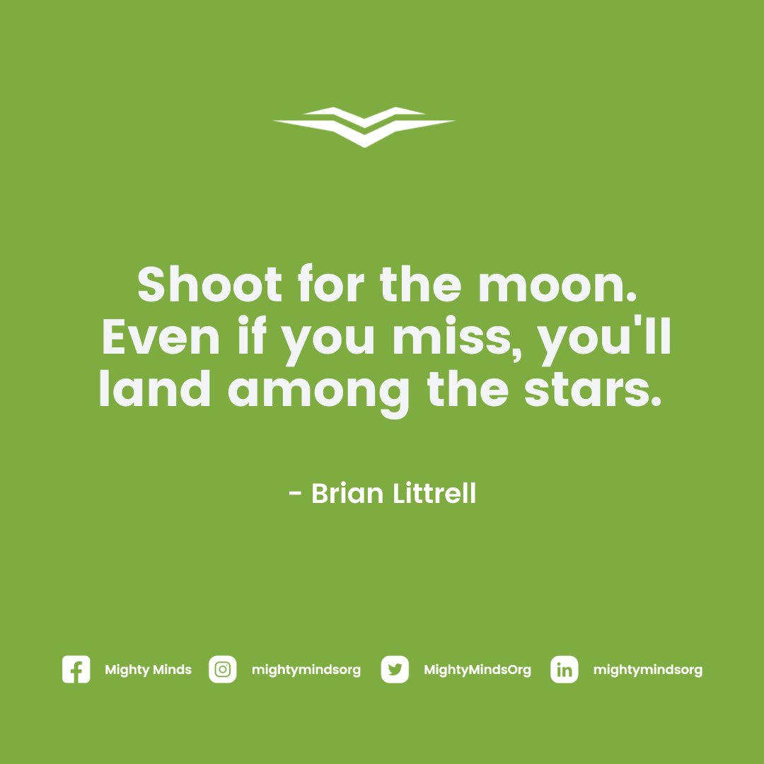 MightyMindsOrg's tweet photo. Don't be afraid to aim high, you'll never know where life will take you 💚 #MondayMotivation https://t.co/6BWTqF1YB6