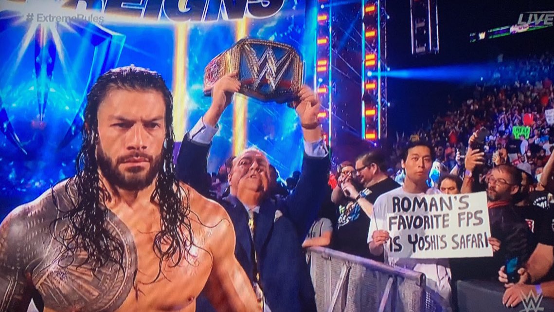MenWrest's tweet photo. This dude has so many signs. 😂

#ExtremeRules https://t.co/uuJdY0zoxQ