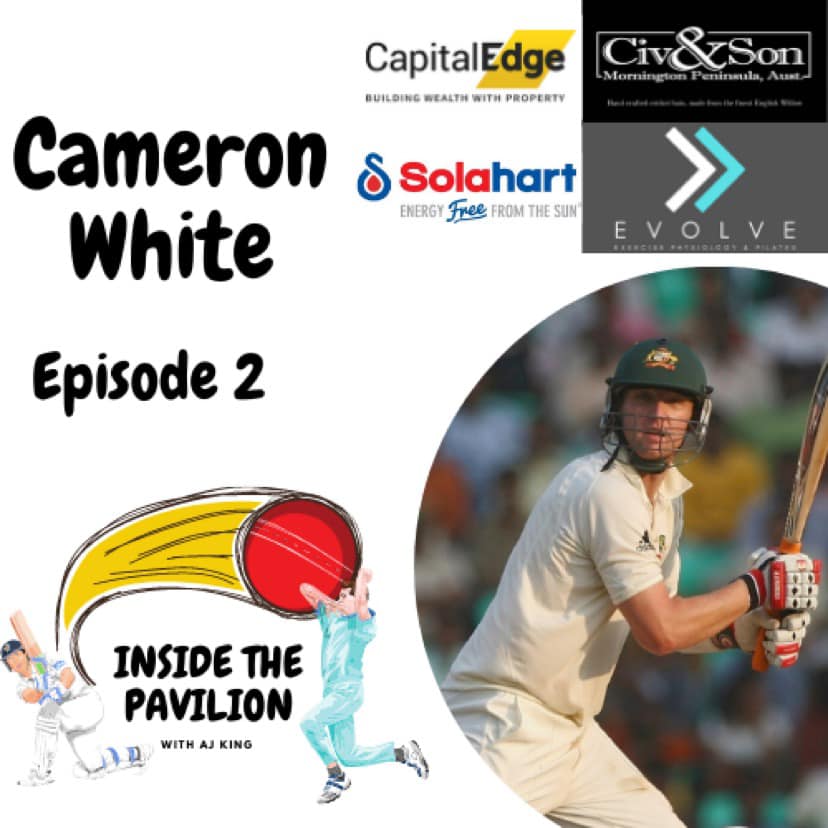 KING_AJ09's tweet photo. Lucky enough to start a cricket podcast about 6 weeks ago called "Inside the Pavilion". We will talk all things Australian Cricket from local to professional. I caught up  with @CameronWhite152 on Episode 2 about his career. Available on Apple podcasts and Spotify. @stumpto_stump https://t.co/dAlKj0x8ez