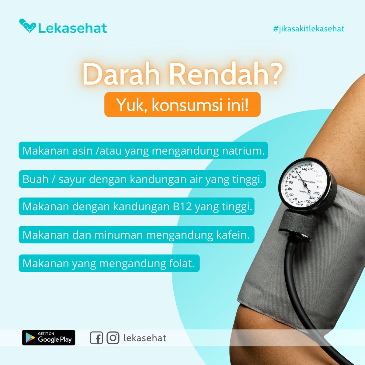 Lekasehat_id's tweet photo. Tekanan darah rendah atau hipotensi merupakan hal yang tidak boleh disepelekan. Karena untuk kondisi ini sering dikaitkan dengan jatuh pingsan secara tiba-tiba. Maka dari itu, tekanan darah rendah harus diwaspadai karena dapat berisiko fatal. https://t.co/vp8Oos3yuH