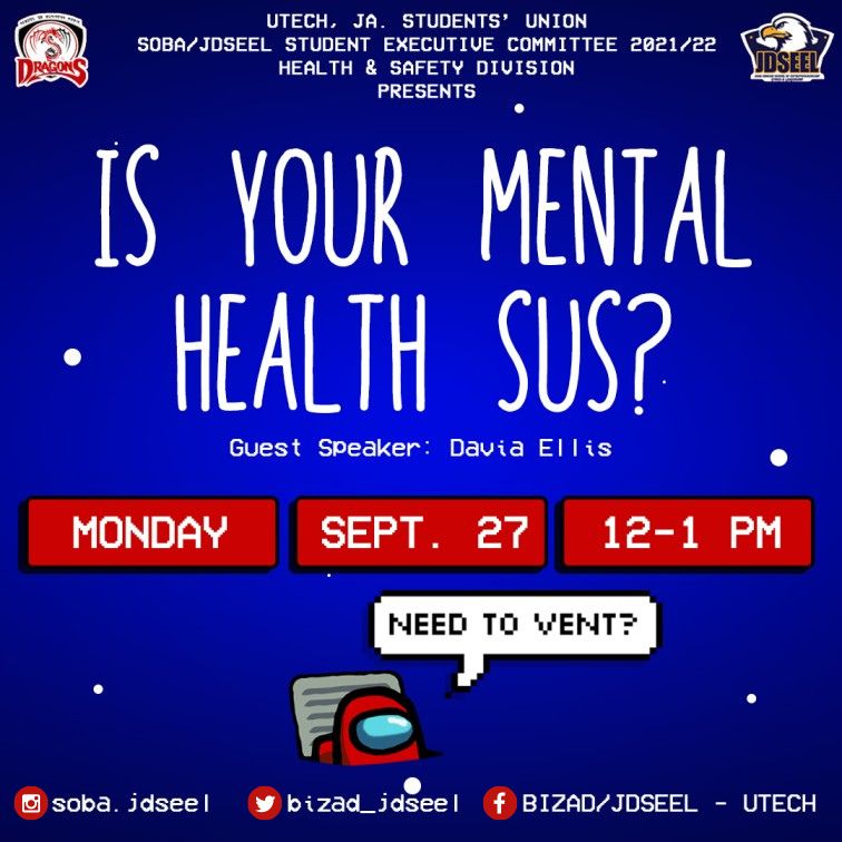 soba_jdseel's tweet photo. Dragles🔊🔊🔊 
How are we doing ? *Is your MENTAL HEALTH sus?* 👾 

We have a mental health forum just for you 😉🤩. Come through on Monday 27, 2021 at 12 pm. 💁🏾‍♀️

Don't be late📌😌.

Join Zoom Meeting
https://t.co/NfB2Xs4cds

Meeting ID: 879 4415 9540
Passcode: 221413 https://t.co/BF3jea9LrJ