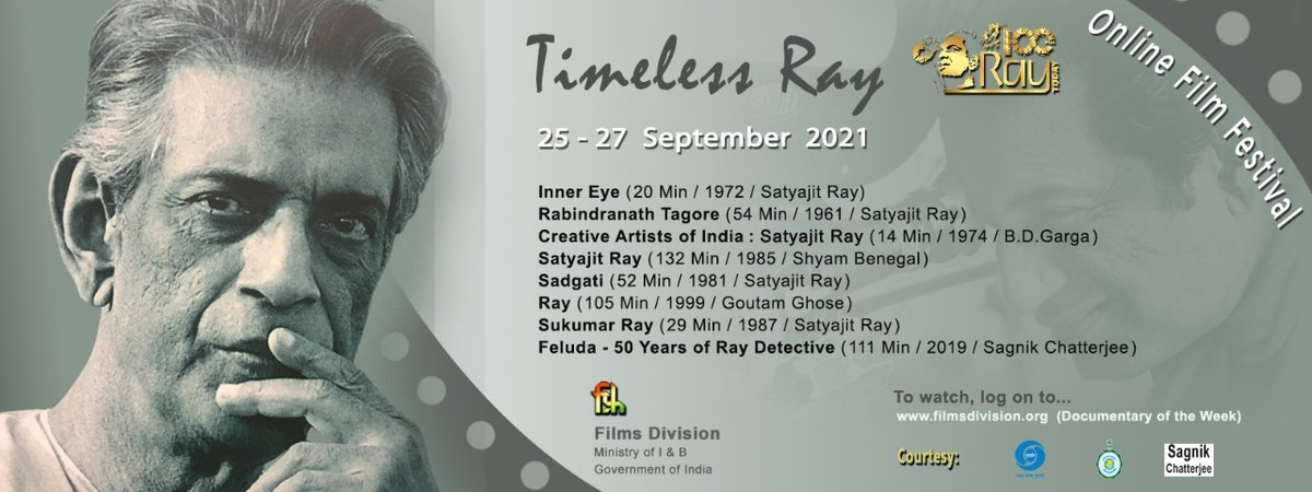 Films_Division's tweet photo. Films Division is screening Timeless Ray!
#Satyajit Ray (132 mins/1985/Eng) - Shyam Benegal interviewed #Ray about his career and his vision behind filmmaking, resulting in one of the well-researched documentary on the legend.
#RayToday #Cinema #Ray
#RememberingRay https://t.co/TZ0D6gXVaH