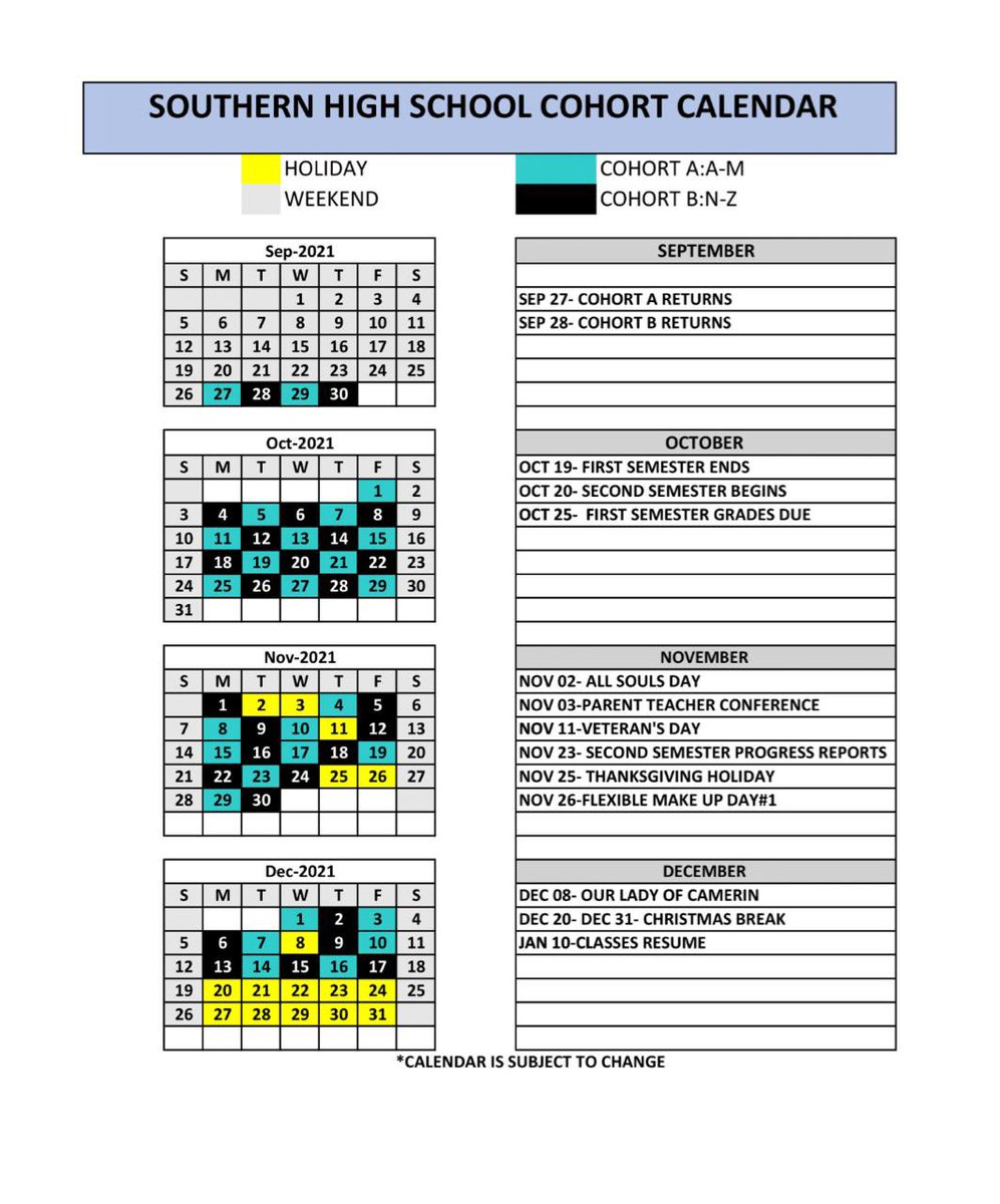 SouthernSBA's tweet photo. Southern High School- Updated Cohort Calendar 🐬 https://t.co/LqZxbe4AzZ
