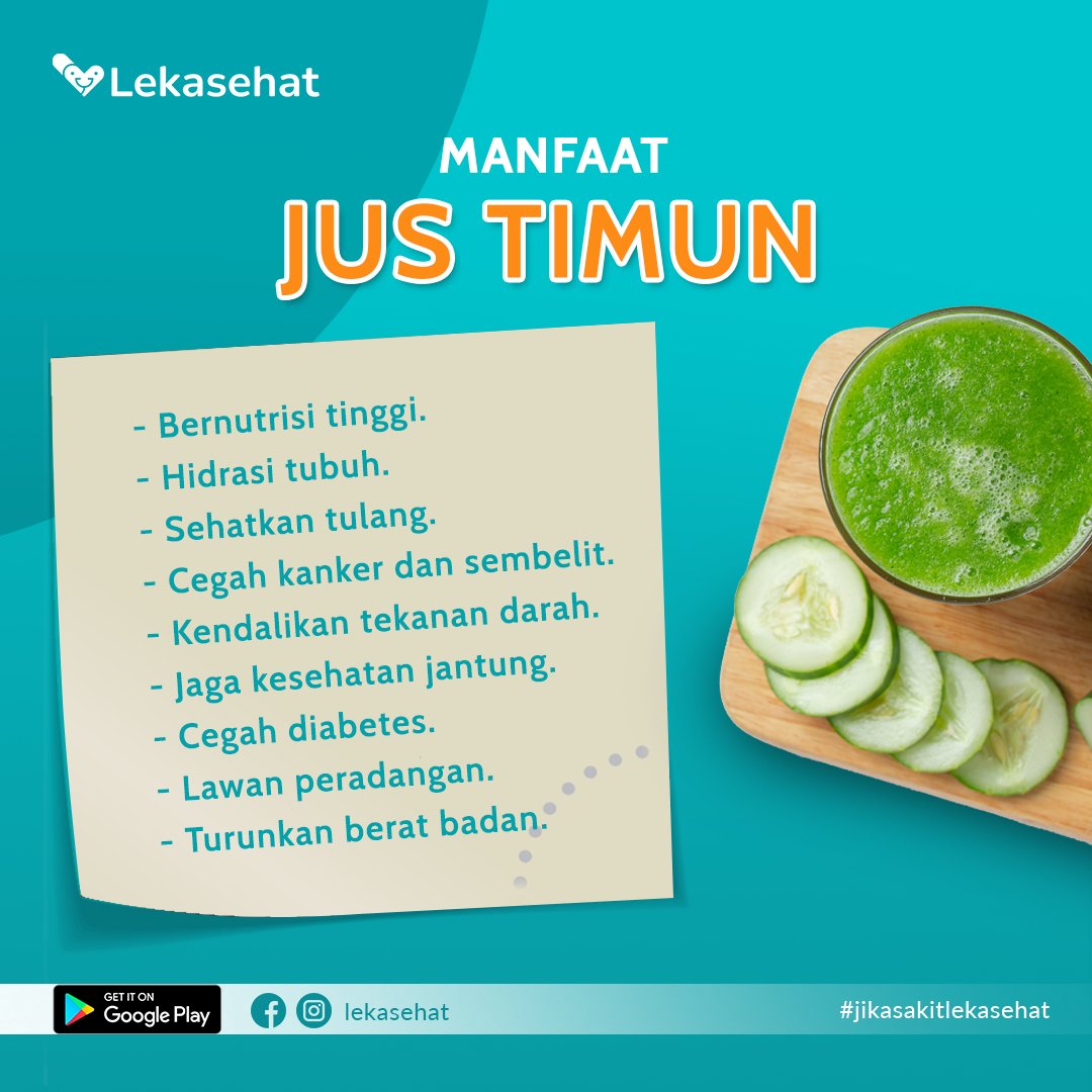 Lekasehat_id's tweet photo. Selain timun bagus digunakan untuk menjadi bahan produk kecantikan dan skincare.
ternyata timun di jus memiliki kaya akan manfaat loh sobat Lesi, salah satunya adalah dapat menhidrasi tubuh. 

Apa saja ya manfaat yang lain pada jus timun? yuk cek disini! https://t.co/ChkWQQJ9i0