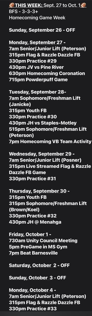 PillagerFB's tweet photo. This Week in Pillager Huskies Football 2021 - September 27 to October 4��WEEK SEVEN…Homecoming Game Week: Barnesville…Fun &amp; Focus…continue to work together to get better. Go Huskies!! #FAMILY #WePullTogether #DreamBig #INVEST https://t.co/4WxNaWOiht