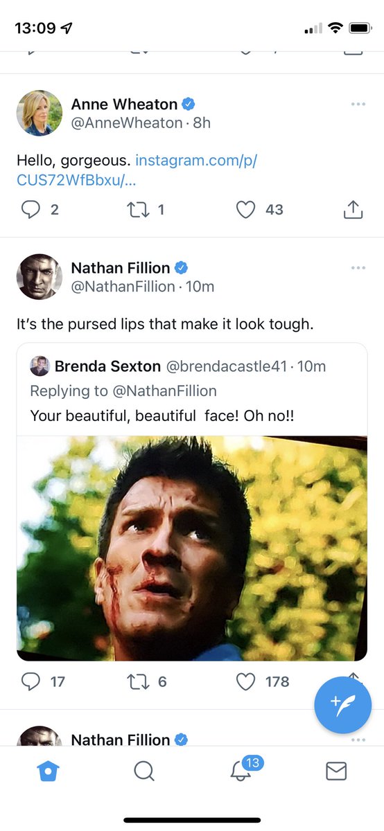 Quorra73's tweet photo. @AnneWheaton Timeline synchronicity 😁@NathanFillion https://t.co/hnjoaEkeL5