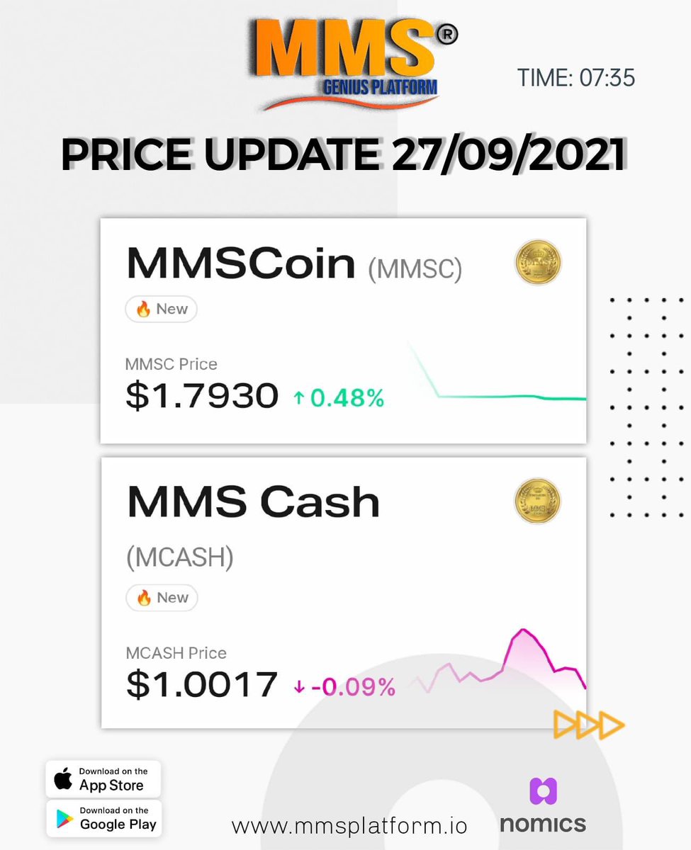 mmsplatform's tweet photo. Price update today
27/9/21
MMSC MCASH. #mmsplatform https://t.co/IZIEaDaLFU