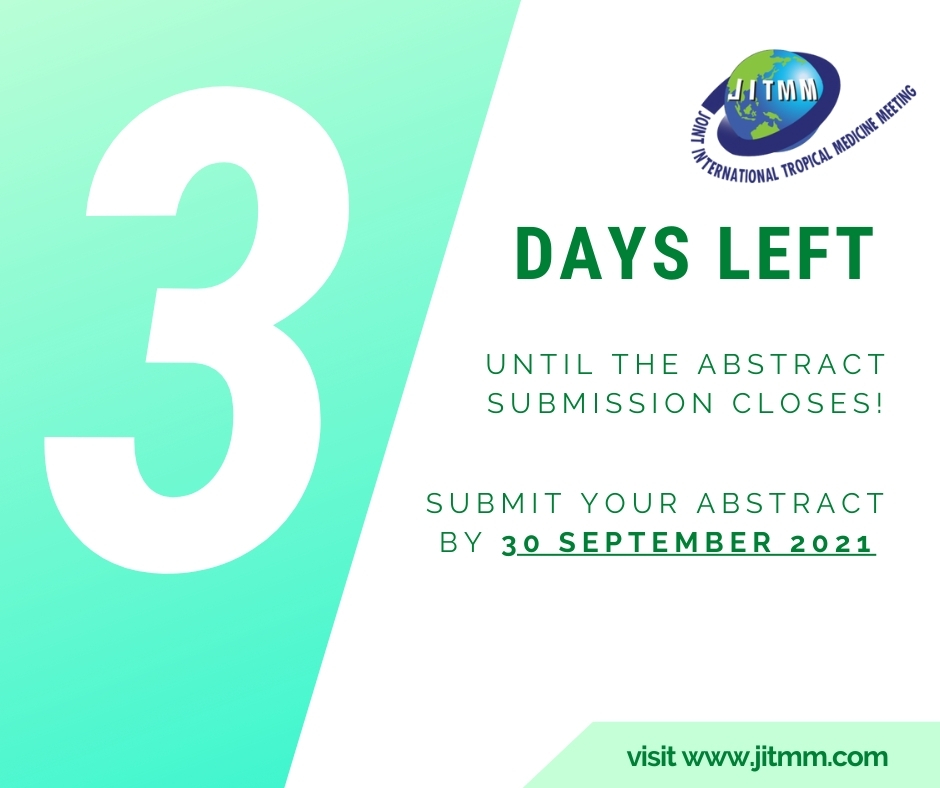 JITMM's tweet photo. Only 3 days to go! Submit your abstracts now! https://t.co/5xKv94fL4s  #JITMMVirtual2021 https://t.co/eeDaxX8I1N