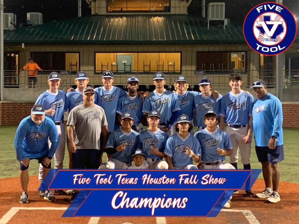✭Five Tool Texas✭ (@fivetooltexas) on Twitter photo 🏆CHAMPIONS🏆
Congrats to <a href="/Troskytexas/">Trosky Texas Baseball</a> 2022 Ina/Knoblauch on winning the 18U National Division of the <a href="/FiveTool/">Five Tool Baseball</a> Texas Houston Fall Show.
#WatchEm 🏆CHAMPIONS🏆
Congrats to <a href="/Troskytexas/">Trosky Texas Baseball</a> 2022 Ina/Knoblauch on winning the 18U National Division of the <a href="/FiveTool/">Five Tool Baseball</a> Texas Houston Fall Show.
#WatchEm