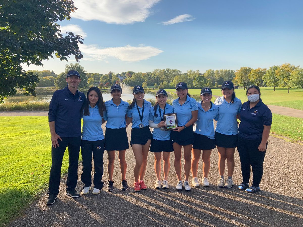 carletonwgolf's tweet photo. Congratulations to the team for placing second at the St. Kate’s Fall Invitational! And congratulations to Athena for her first collegiate win! 🎉🏆 With scores of 72-74, she took the individual title, and Kristin tied for third with scores of 75-76. https://t.co/guwQywvsTb