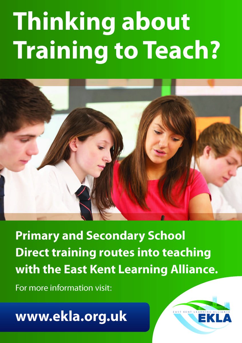 The_EKLA's tweet photo. SCHOOL DIRECT INFORMATION EVENINGS
Primary and secondary School Direct routes into teaching with the East Kent Learning Alliance.
Book your place on one of our online information evenings:
Tuesday 12th October - 6 pm
Wednesday 1st December - 6 pm
https://t.co/2PkuLN9edK https://t.co/UaX5T34Rca