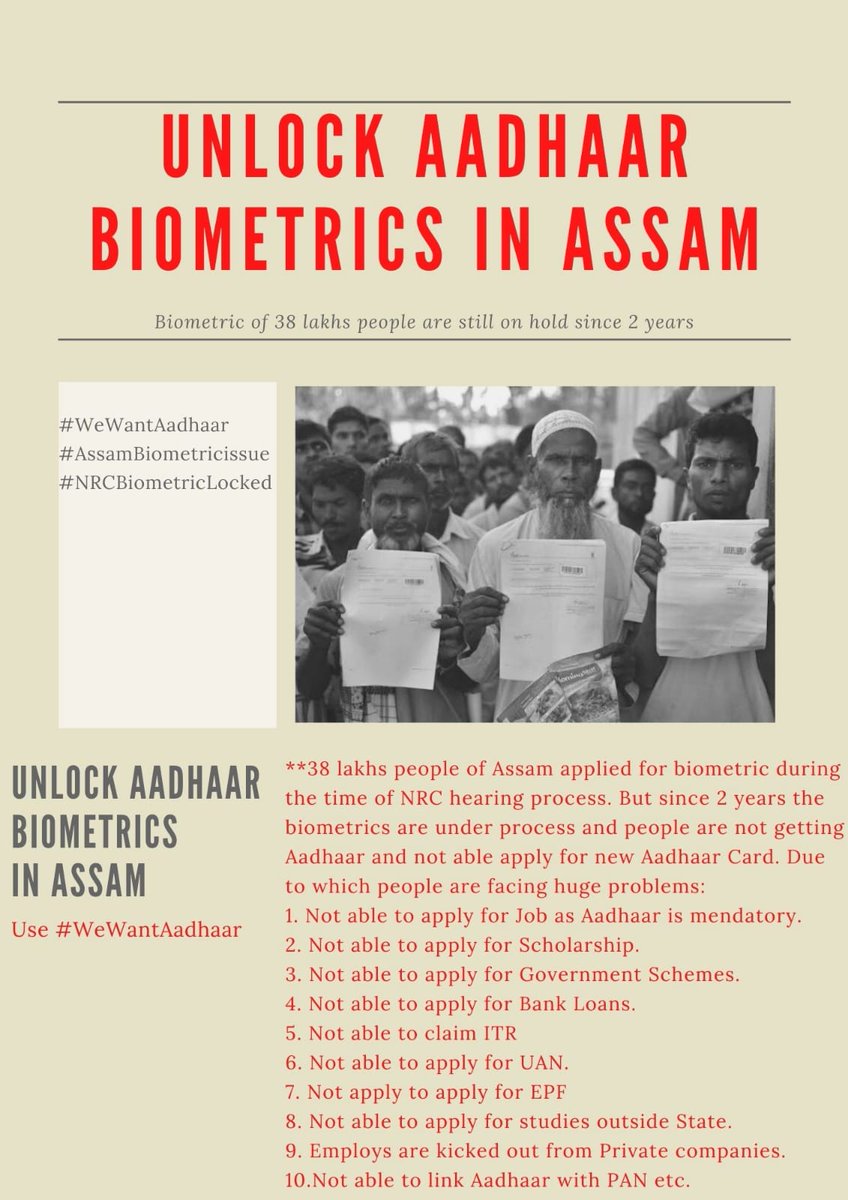 PriyaSi96902025's tweet photo. @himantabiswa Please unlock my NRC biometric .
Without Aadhaar card I'm facing problems in getting job . Sir please look into this matter .
#WeWantAadhaar
#UnlockBiometric
#AssamBiometricIssue
@indSupremeCourt @AmitShah @narendramodi https://t.co/gw6hEUDSga