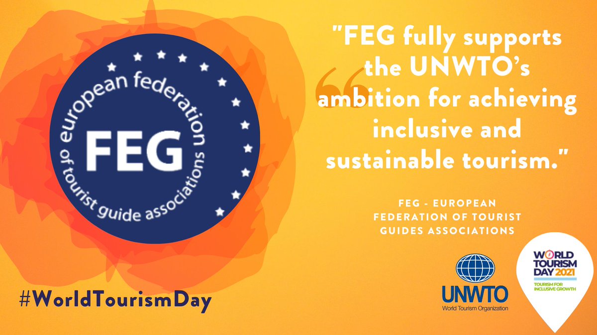 FEGTouristGuide's tweet photo. On World Tourism Day 2021 (Monday, September 27th), FEG salutes the United Nations World Tourism Organisation's goal – ‘Tourism for Inclusive Growth.  #WorldTourismDay #InclusiveTourism #SustainableTourism #OpenUpToEurope #ReadyToGuide2021 #FEG_QualifiedTouristGuides https://t.co/L0rVW7ZxTt