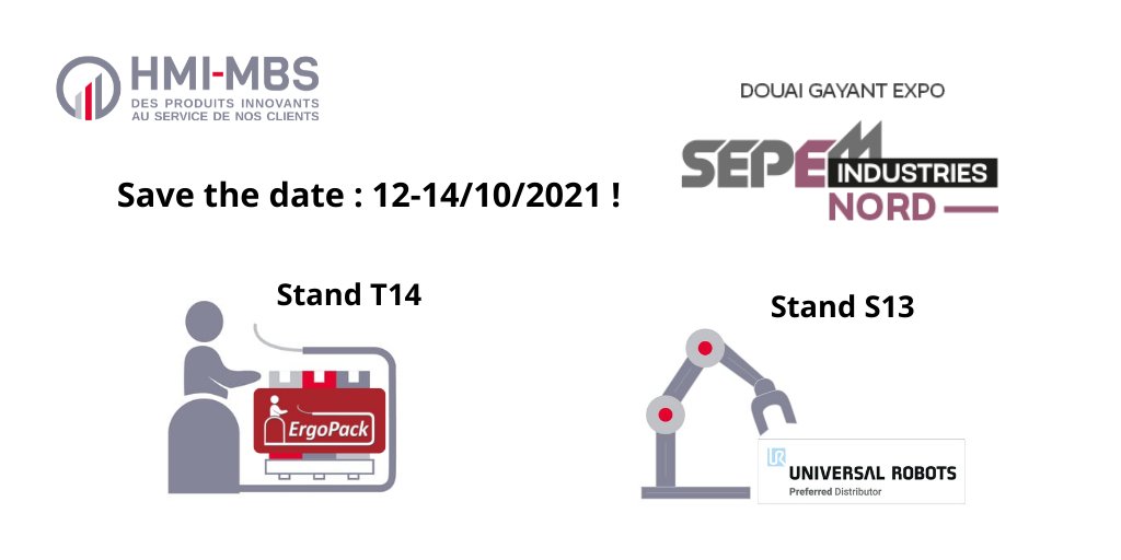 hmi_mbs's tweet photo. Retrouvez-nous au #SEPEM de Douai du 12 au 14/10 ! 😉
👉 Nous vous présenterons les nouveautés #ErgoPack au stand T14 et les nouveautés #UniversalRobots 🤖 au stand S13 ! 

#salon #exhibition #innovation #industriedufutur #ergonomie #tms #news #cercleuse #cobot
@ErgoPack https://t.co/IvJW56EAyZ