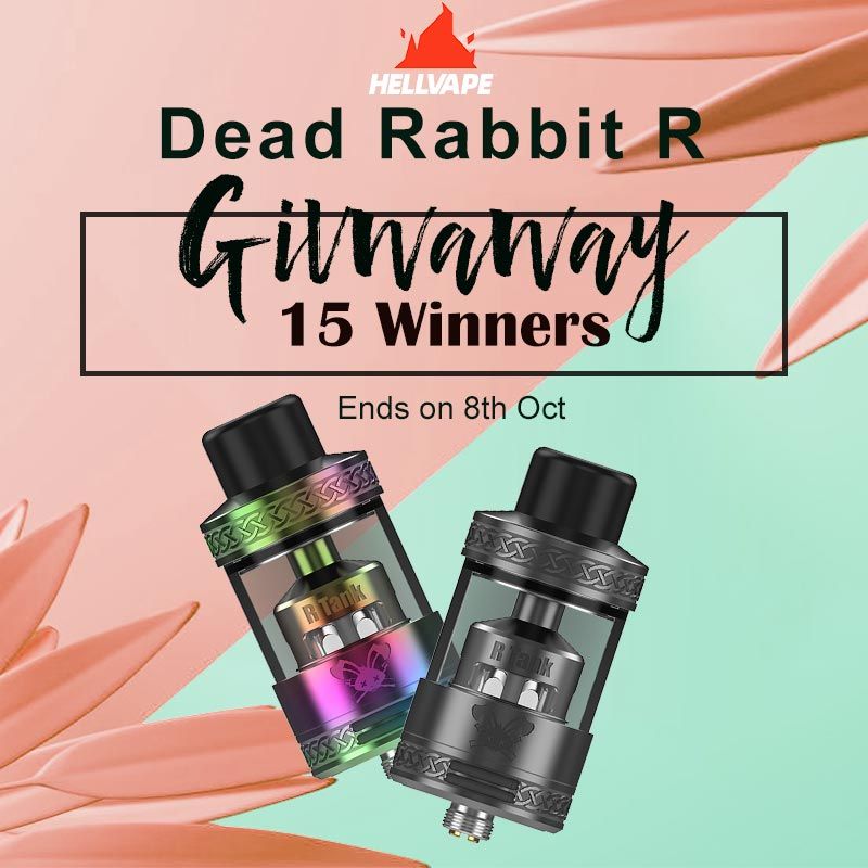 🌈🌈
🔝Healthcabin - Hellvape Dead Rabbit R Giveaway🔥

🎁Hellvape Dead Rabbit R Tank
🍀15 Winners

Ends on 8th Oct📆

Come join us and win it home for free~
>
To Enter:👇
healthcabin.net/blog/hellvape-…
>
#hellvape #healthcabin #deadrabbitr #deadrabbitrtank #hellvapedeadrabbitr