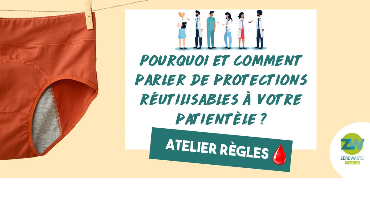 Vous êtes sage-femme, gynécologue, médecin généraliste, soignant-e en planning familial ou étudiant-e dans ces filières ? Participez à notre atelier pour échanger autour de protections menstruelles réutilisables le 12 (en ligne) et le 14 oct (<a href="/Maison_ZD/">La Maison du Zéro Déchet</a>) : lamaisonduzerodechet.org/evenements/ate…