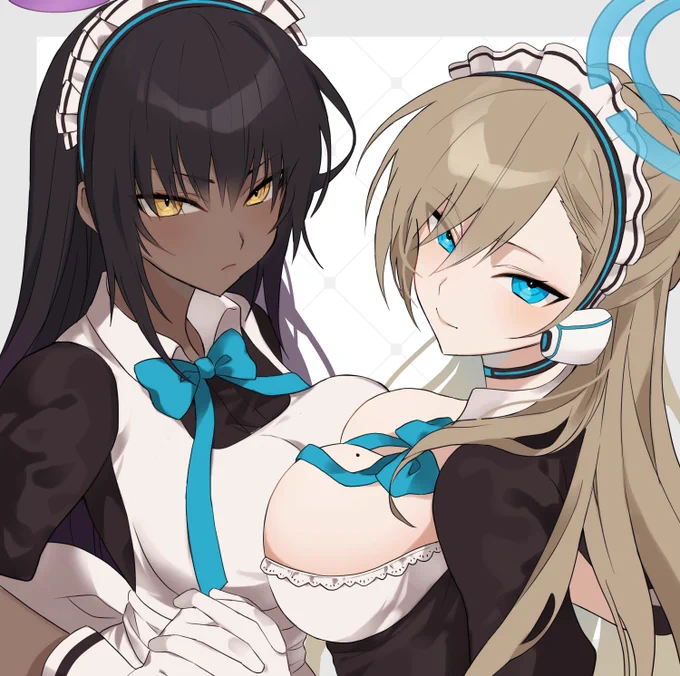これはブルアカやりはじめたときに描いたカリンとアスナ 