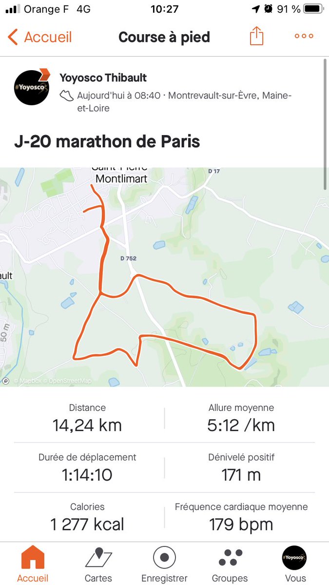 Yoyosco's tweet photo. J-20 avant le @parismarathon 🥰 #MonPremierMarathon #running #Strava #RunMotionCoach https://t.co/6CKabyj0gJ