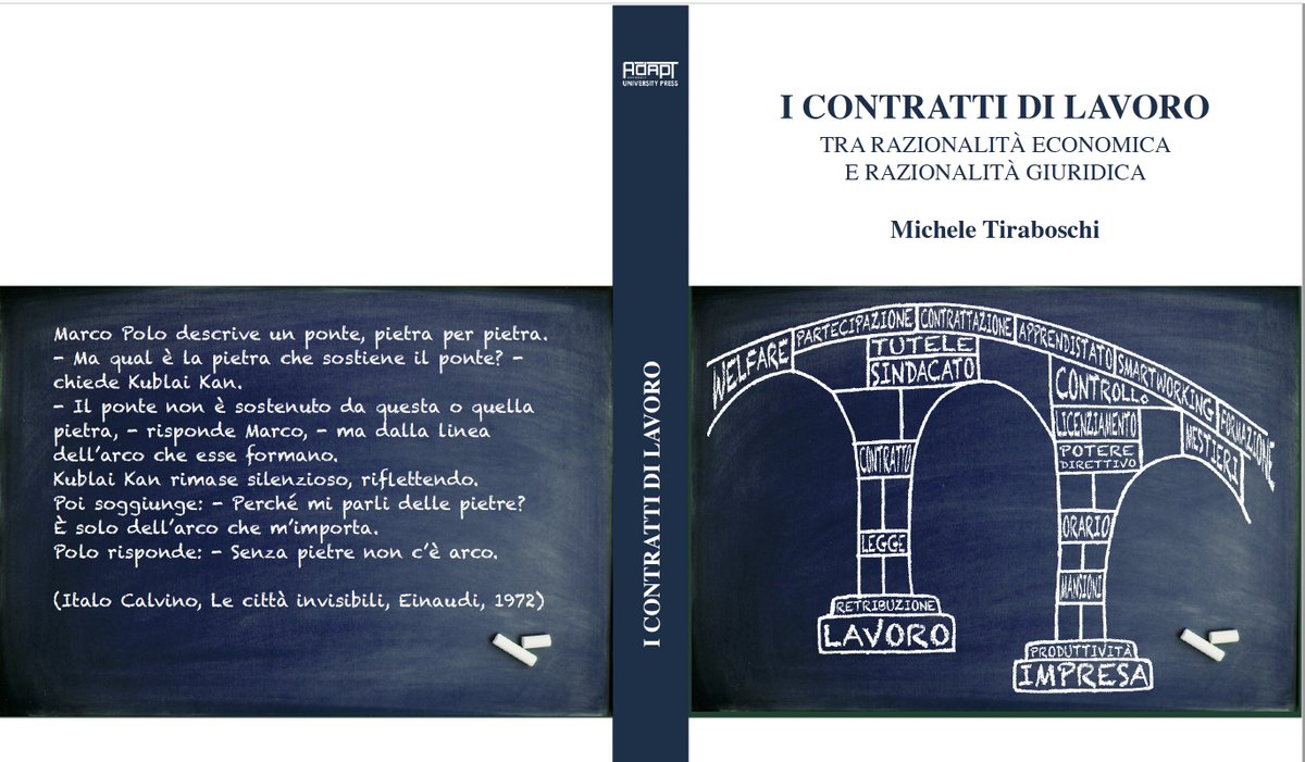 MicheTiraboschi's tweet image. #DirLav2021 #ClassAssignment
- (ri)leggere per la lezione di domani la prefazione e i paragrafi 1, 32, 34 del manuale «I contratti di lavoro» amazon.it/contratti-lavo…
- inviare il proprio curriculum vitae a @Tiraboschi@unimore.it ai fini della esercitazione di cui al paragrafo 32