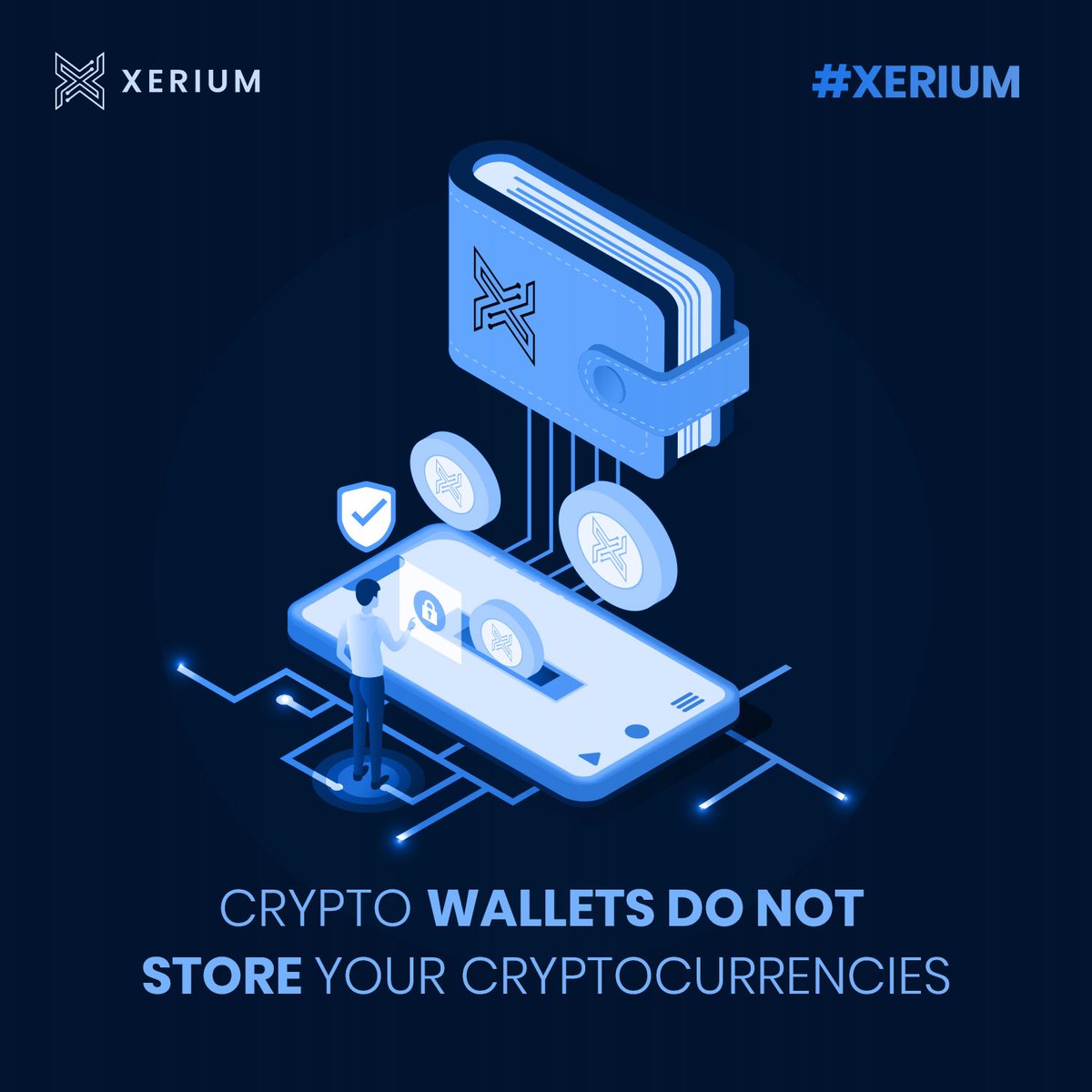 Xerium3's tweet photo. Contrary to popular belief, cryptocurrencies are not stored in crypto wallets. The only things that are stored there are the private and public keys.
#Xerium #blackchain #cryptocurrency #cryptonews #blackchaintechnology https://t.co/PhH45v3Q3j