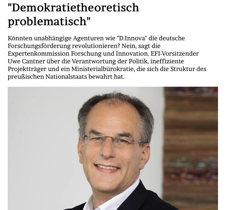 JMWiarda's tweet photo. "Demokratietheoretisch problematisch"
Könnten Agenturen wie #DInnova die #Forschungsförderung revolutionieren? Nein, sagt Uwe Cantner @EFI_Kommission.
Im Blog: https://t.co/QrnTI3kSjf https://t.co/VpPBWDZT0j