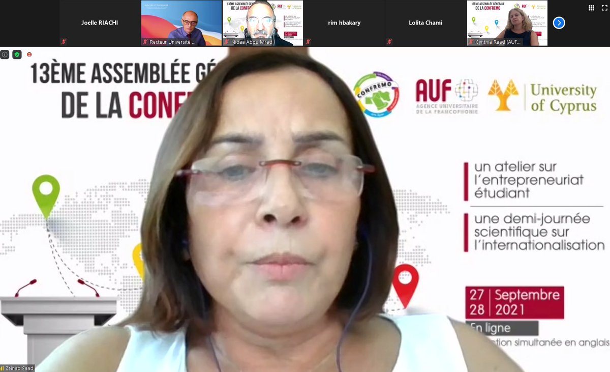 AUF_MoyenO's tweet photo. #CONFREMO2021 Présentation des travaux des commissions thématiques de #CONFREMO : stratégie et outils de la #gouvernance du #numérique, #internationalisation des établissements, partenariats universitaires... https://t.co/rmuhZBaFgO