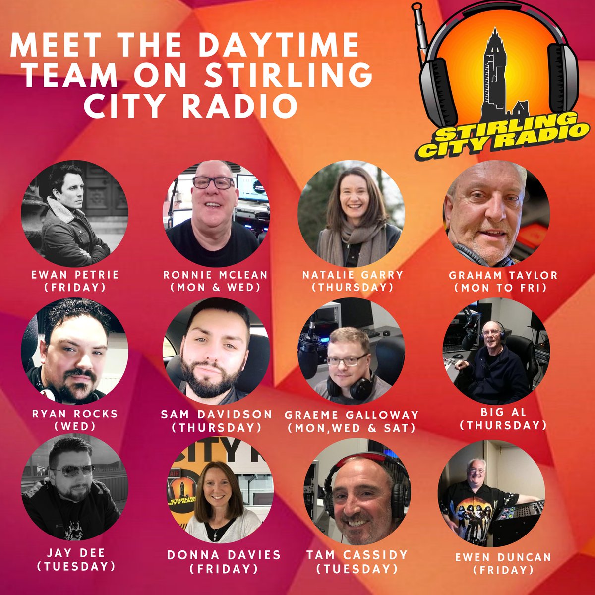 The daytime crew. Did you know we have a listen again service? No? Well we do and it’s at stirlingcityradio.com/listenagain