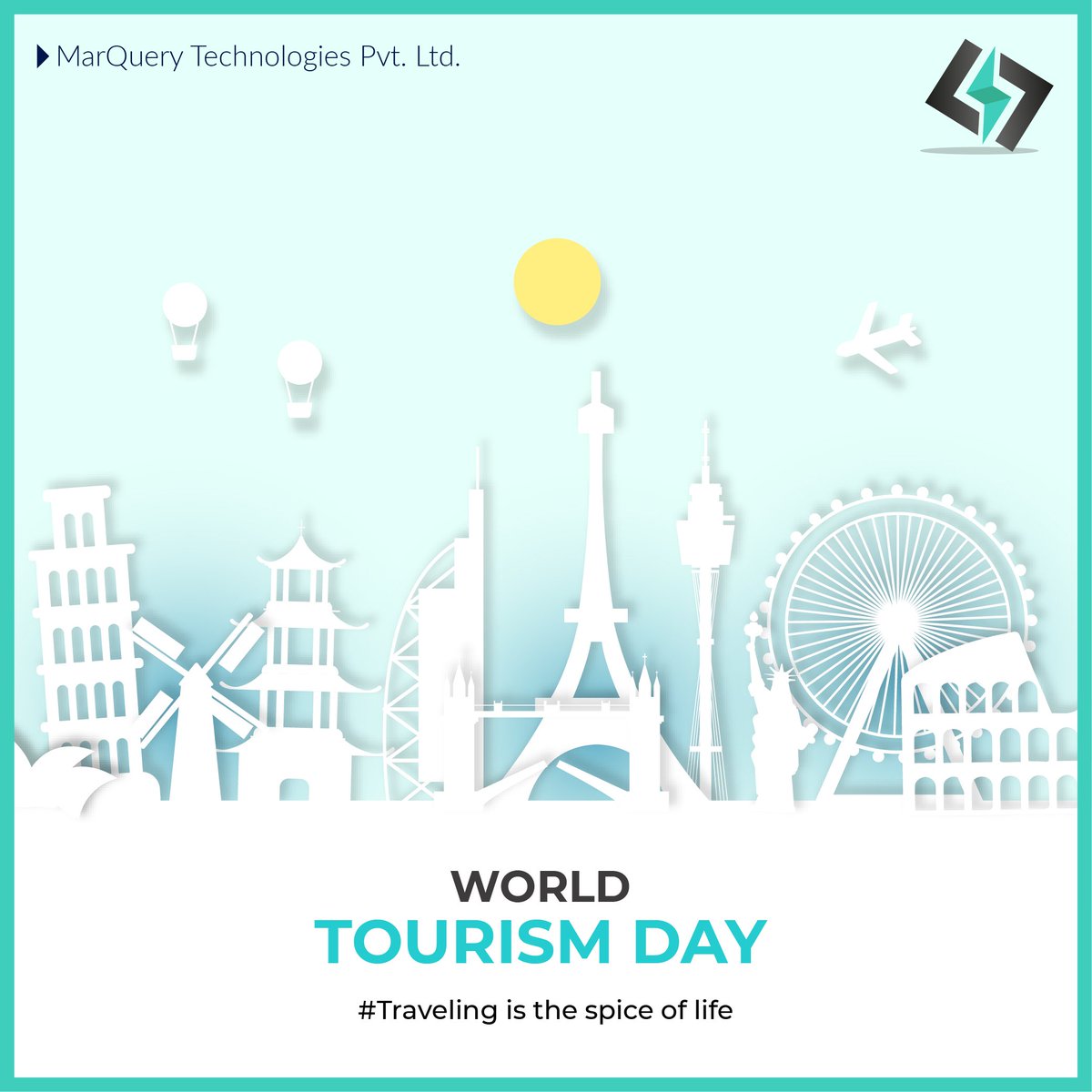 MarQuery_'s tweet photo. On the occasion of World Tourism Day, MarQuery wish that you are blessed with more and more holidays to see many more new places and create beautiful memories to cherish and leave footprints for others to follow.

#marquery #worldtourismday #travel https://t.co/SiNI8fBnb7