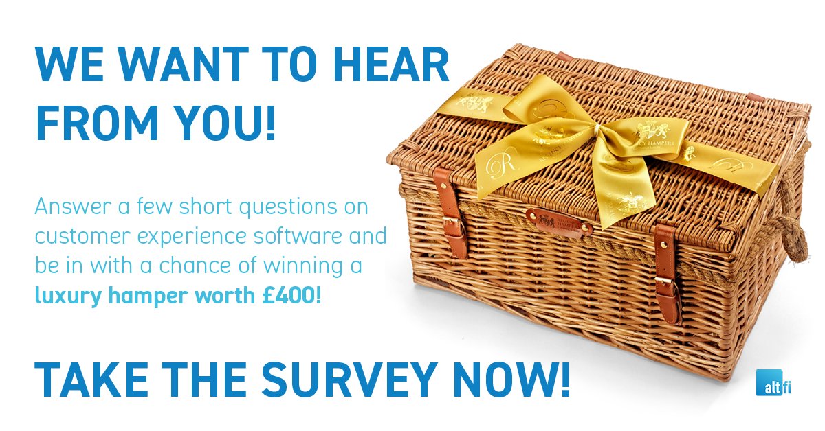 AltFiNews's tweet image. **LAST CHANCE TO ENTER**

We want to ask you a few short questions on customer experience software. As a thank you, you'll be entered into a draw to win a luxury hamper worth over £400! Enter here: surveymonkey.co.uk/r/XRKNDZW

#AltFi
#customerexperiencesoftware
