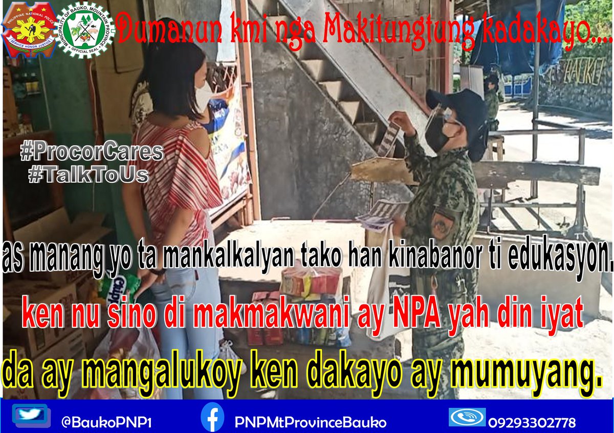 PNPBauko1's tweet photo. "𝕋𝕒𝕣𝕒 𝕌𝕤𝕒𝕡 𝕋𝕒𝕪𝕠"
#dumanonmakitungtung
#talktous
#BAUKO PNPCARES
#PROCORCares https://t.co/LtvIxniZqV