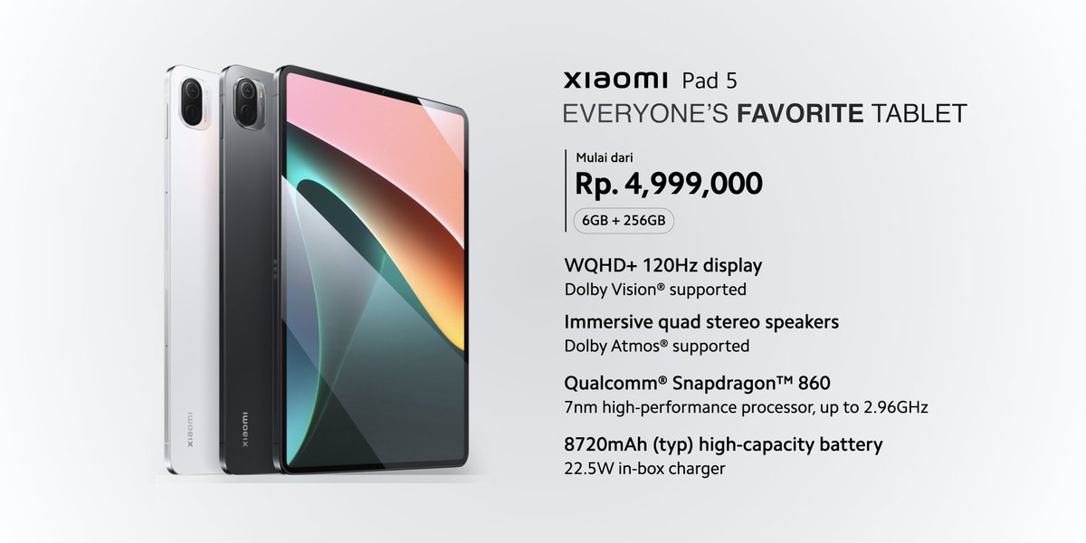 atytse's tweet photo. [Giveaway] Big day tmr! Xiaomi Pad 5, everyone's favorite tablet, 1st sale tmr at 12:00WIB @JDid @akulakuID Mi Shops &amp; Stores 🚀

To win 1:
1) Tag 3 friends who ❤️ tablets
2) Ask them to follow @atytse &amp; @XiaomiIndonesia
3) RT &amp; share why Xiaomi is the No.1 AIoT lifestyle brand https://t.co/rUr3SUytZO
