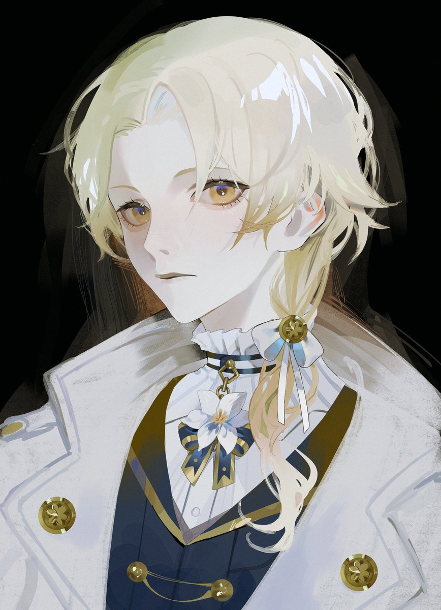 blonde hair 1boy male focus solo yellow eyes looking at viewer white shirt  illustration images