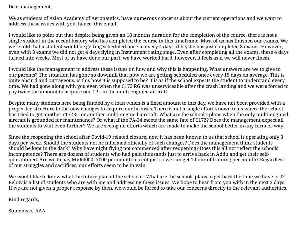 aaa_union's tweet photo. 1 year ago, today. We mailed the school regarding our concerns fearing that we may not be able to finish our course despite the prolong duration. Instead of fixing the issues, AAA decided to terminate the students and did nothing to improve the situation.

#MakeAAAaccountable https://t.co/9LSCkuBevy