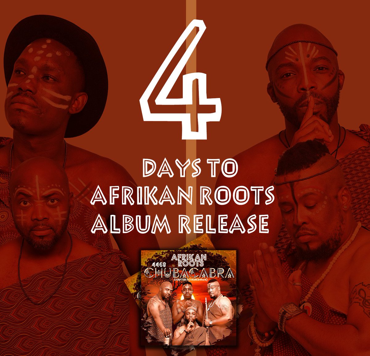 Afrikanroots1's tweet photo. Good morning Family, The countdown continues less than four days until our long awaited 5th studio album, "4468 Chuba Cabra Chapter 1" (Moromiwa) drops WORLDWIDE!
Pre-Save/Order: https://t.co/IREc0xcWxv
#10YearsOfAfrikanRoots #4468CCC1 https://t.co/mr8RLU8tmI