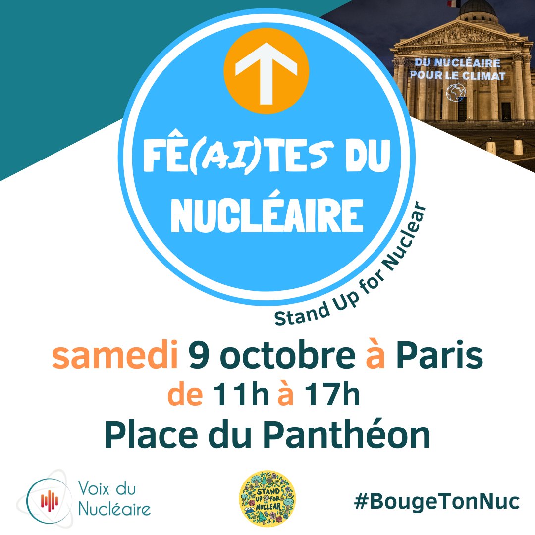 Les décisions courageuses et efficaces pour le #climat, c'est maintenant 💪

📣 A présent, on va avoir besoin de tout le monde pour promouvoir les faits, et demander des actes, à Paris le 9 octobre ➡️➡️➡️ voix-du-nucleaire.org/stand-up-2021/ &amp; fb.me/e/4rUEOcgOw?ti…