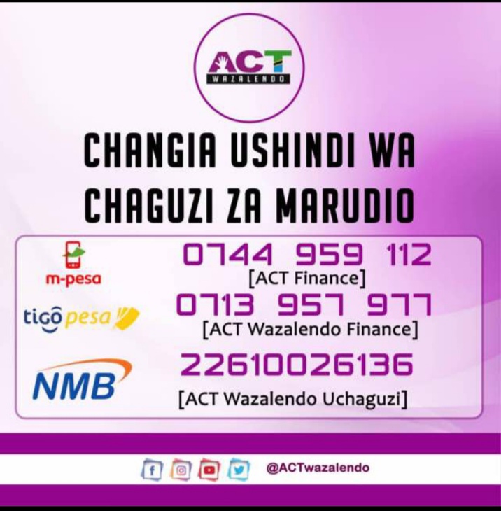 SemuDorothy's tweet photo. Tuchangie! Kampeni za uchaguzi wa marudio majimbo ya Konde na Ushetu zimezinduliwa jana. Mchango wako ni muhimu kwetu kuwezesha kazi za mbalimbali kampeni.
.
.
.
#ACTWazalendo
#mchango
#Uchaguzi https://t.co/x4KyDt4ubK