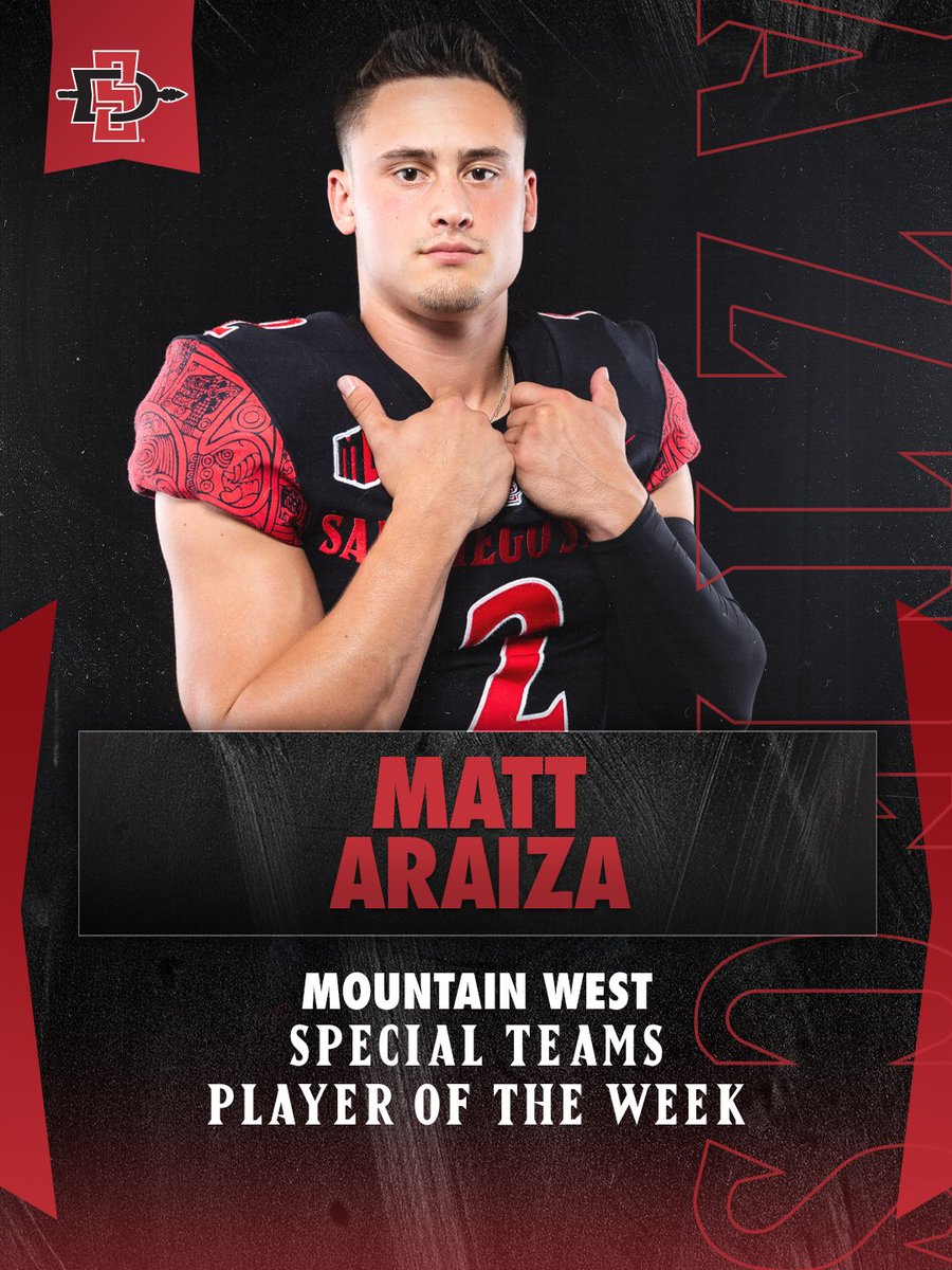 AztecFB's tweet photo. Congrats to @matt_araiza (special teams) and @NAvinger1 (freshman) for being named @MountainWest players of the week! #Win22 https://t.co/qDgpawO3TV https://t.co/uTw8EjCz2e