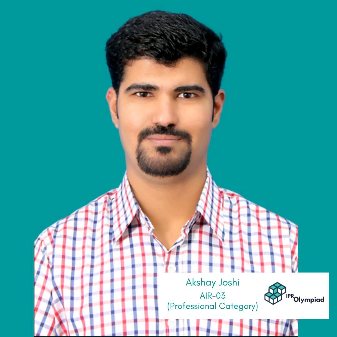 iserdindia's tweet photo. Meet Akshay Joshi AIR - 03 (Professional Category) in India's First and Unique National IPR Olympiad 2.0
#iprolympiad #iserdindia https://t.co/B93qSKfxOE