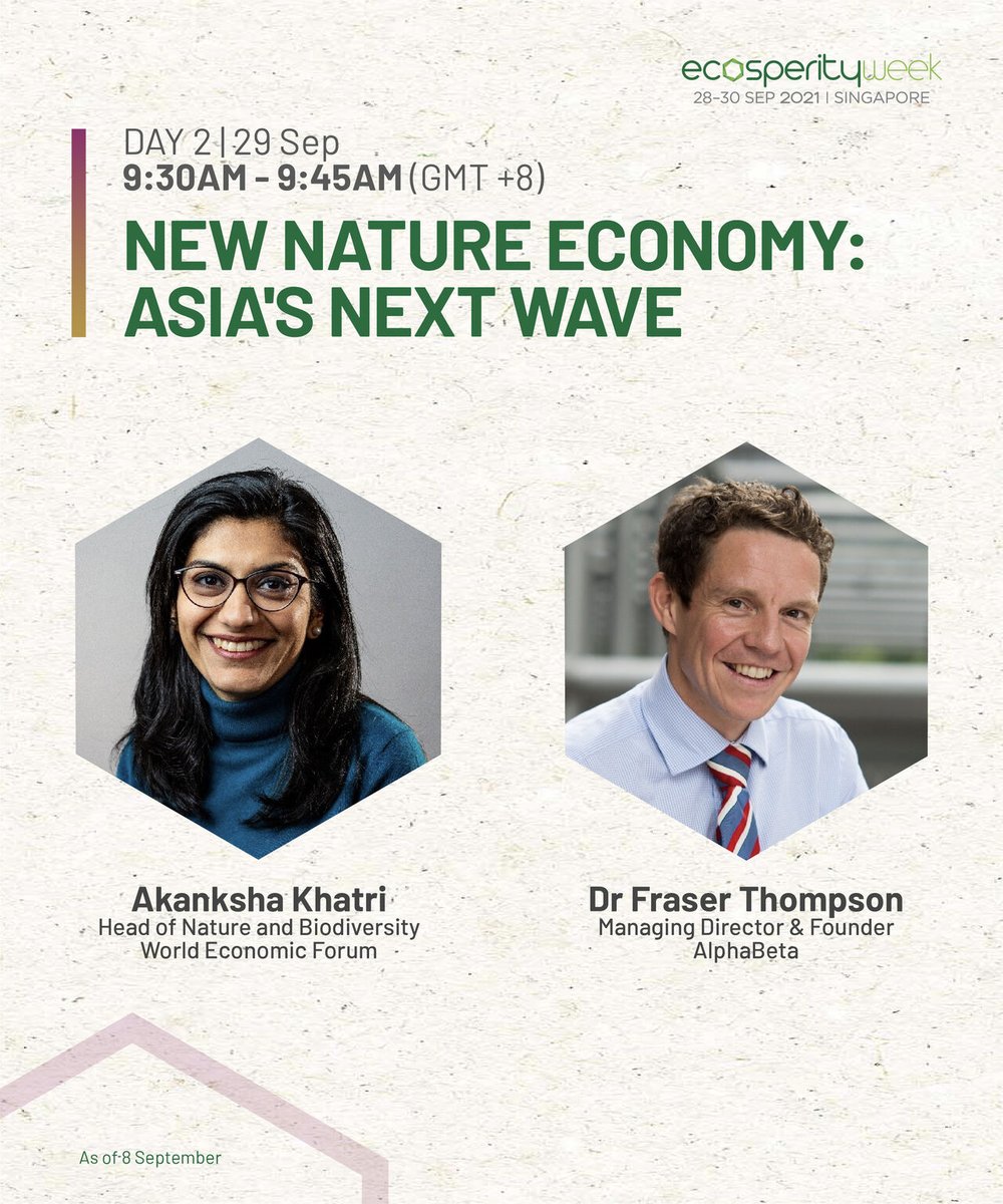 Looking forward to launching our report with <a href="/Temasek/">Temasek</a> and <a href="/wef/">World Economic Forum</a> on Sep 29 at #Ecosperity Week 2021. The report will discuss how preserving #biodiversity is quickly becoming the basis for competitive advantage and growth in the #AsiaPacific bit.ly/3nQ3EPp