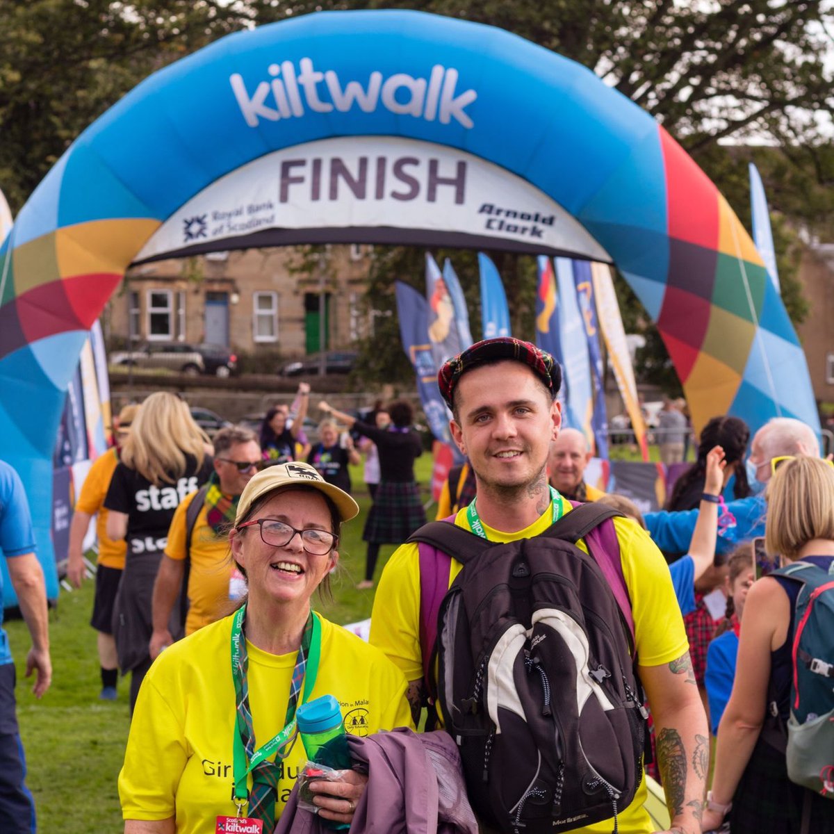 MamieMartinFund's tweet photo. Love to @MariotDallas after @thekiltwalk yesterday. 16.5 miles! She is so tired but v encouraged by everyone's support, moral, practical and financial. All donations are topped up 50% so she has raised a girl's fees for all of her sec schooling in #Malawi https://t.co/nDbKBiyU13 https://t.co/R0gOozAAfj
