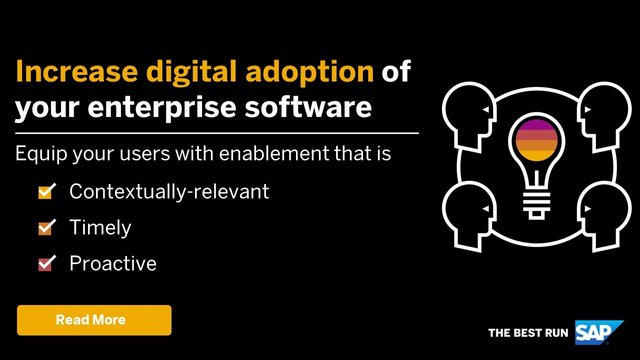 Deliver the knowledge your employees need to successfully use business critical software programs with SAP Enable Now and deployment services. Succeed in #digitaladoption business outcomes today. Read more bit.ly/3COGBZQ