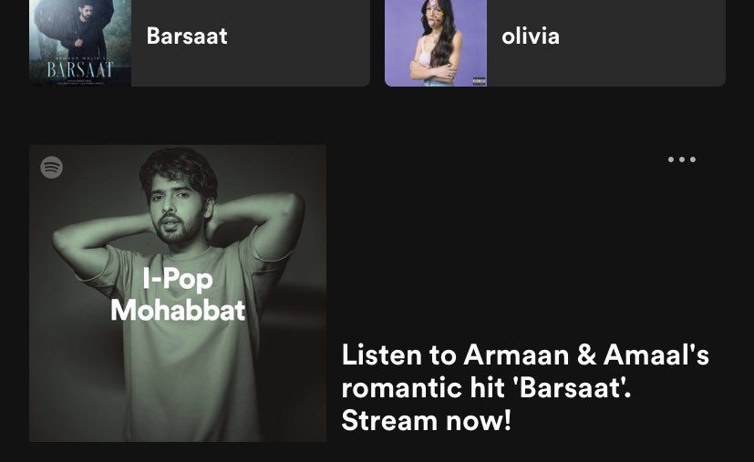 @spotifyindia flaunting #barsaat and @ArmaanMalik22 in the best way possible 😌❤️