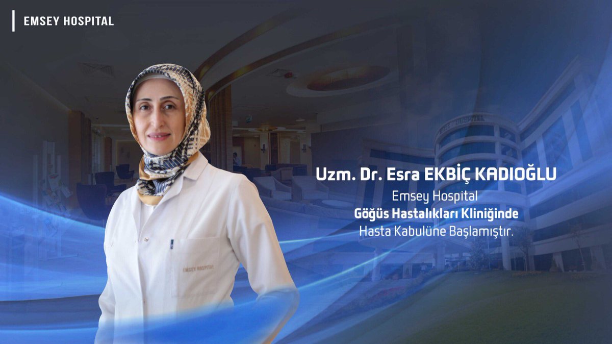 Göğüs Hastalıkları Uzmanı Dr. Esra Ekbiç Kadıoğlu, Emsey Hospital Göğüs Hastalıkları Kliniğinde Hasta Kabulüne Başlamıştır.
🔹
🔹
#emseyhospital #sağlık #göğüshastalıkları #bronkoskopi #koah #akciğerkanseri #astım #kurtköy #istanbul