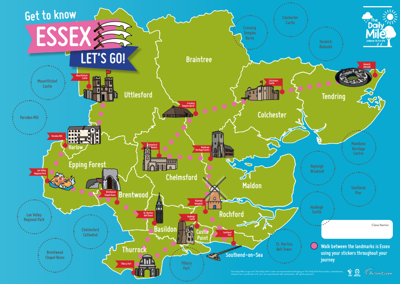 At the beginning of the #Autumn term, schools in #Essex received a Get to Know Essex map to encourage classes to complete their <a href="/_thedailymile/">The Daily Mile UK</a> around the county, learning about significant landmarks as they go! Tag us in your pictures by using #EssexDailyMile
