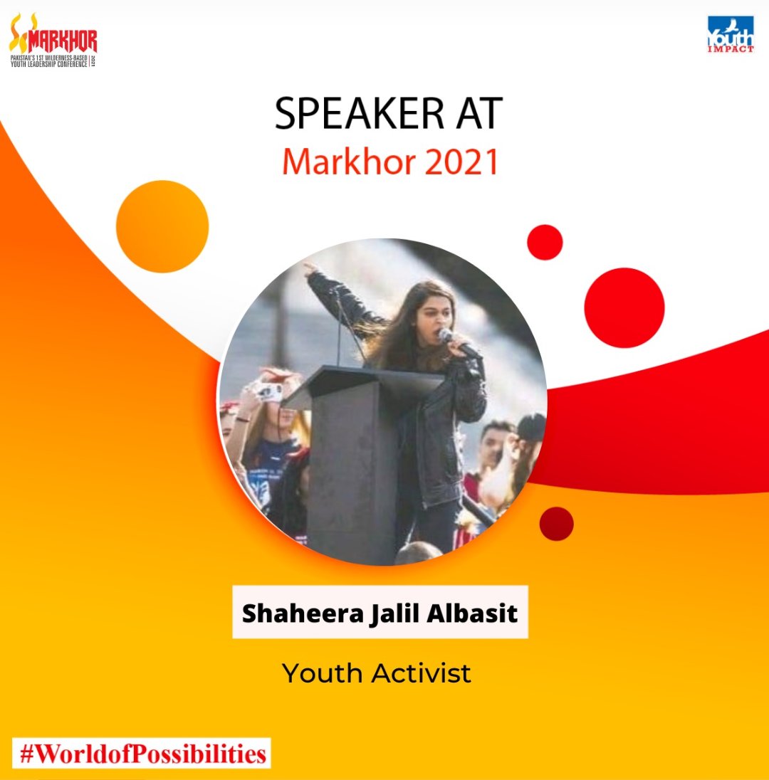 YouthImpact_'s tweet photo. Our Second speaker for Markhor'21 ( Phase-II ) is Shaheera Jalil Albasit.
#Markhor21
#WorldofPossibilities
#Itsthetime
#Holisticimpact
#TogetherWeCan https://t.co/sjh0dIY7XB