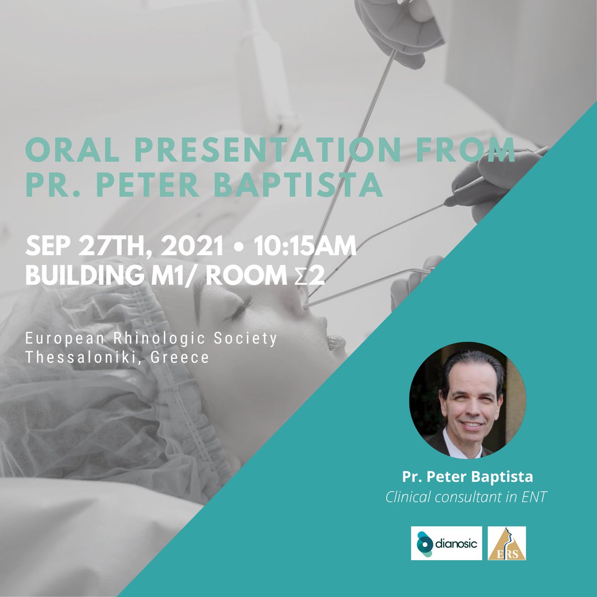 Don’t miss Peter Baptista’s oral presentation at the ERS 2021 !🔥

🗓 September 27th, 2021
🕙 10:15 AM
🇬🇷 Thessaloniki, Greece
📍Building M1/Σ2

To learn more about <a href="/Dianosicfrance/">dianosic</a>’s program at ERS 👉🏼 bit.ly/3ogR5ge 

#ERSCongress #medicalconference #medicalpresentation