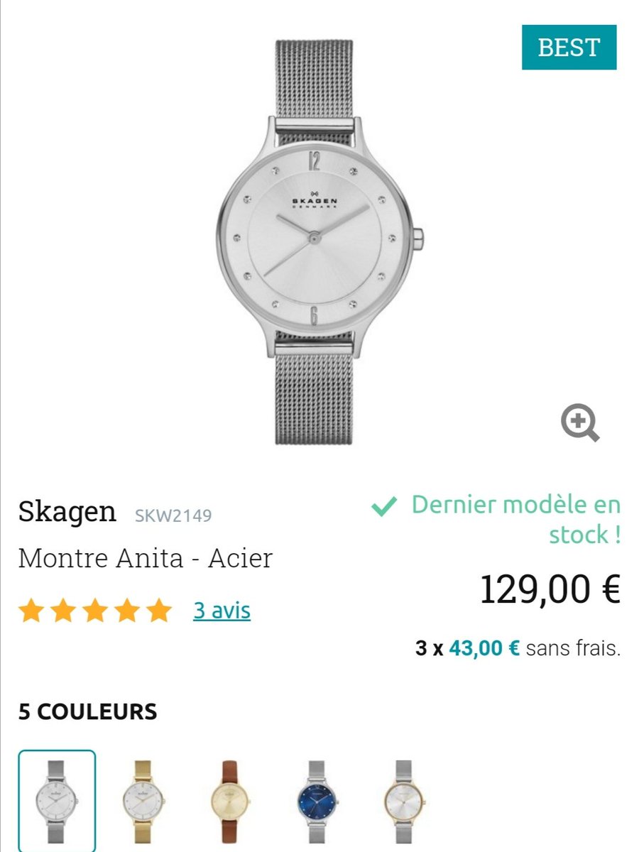 Neuve, jamais porté ( on m'a offert une automatique juste avant que je la reçoive 😅) 
Achetée 129€ en 2020
J'en demande 90€
Kikiveu ? 
 
Il y a une pile (j'ai positionné la couronne pour pas l'user)
Il y a encore le plastique de protection sur la vitre du cadran.