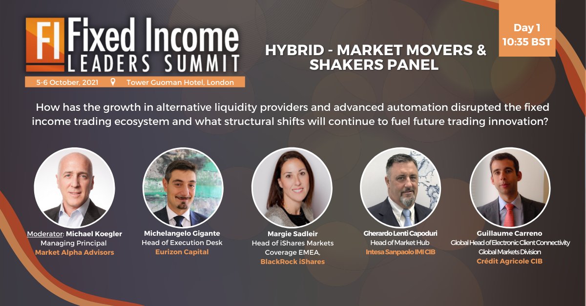 AdvisorsAlpha's tweet image. Join us at the Fixed Income Leaders Summit as we moderate a panel on how the growth in alternative #liquidity providers &amp;amp; advanced #automation has disrupted the #fixedincome #trading ecosystem &amp;amp; what structural shifts will fuel future trading #innovation?  fixedincome.wbresearch.com