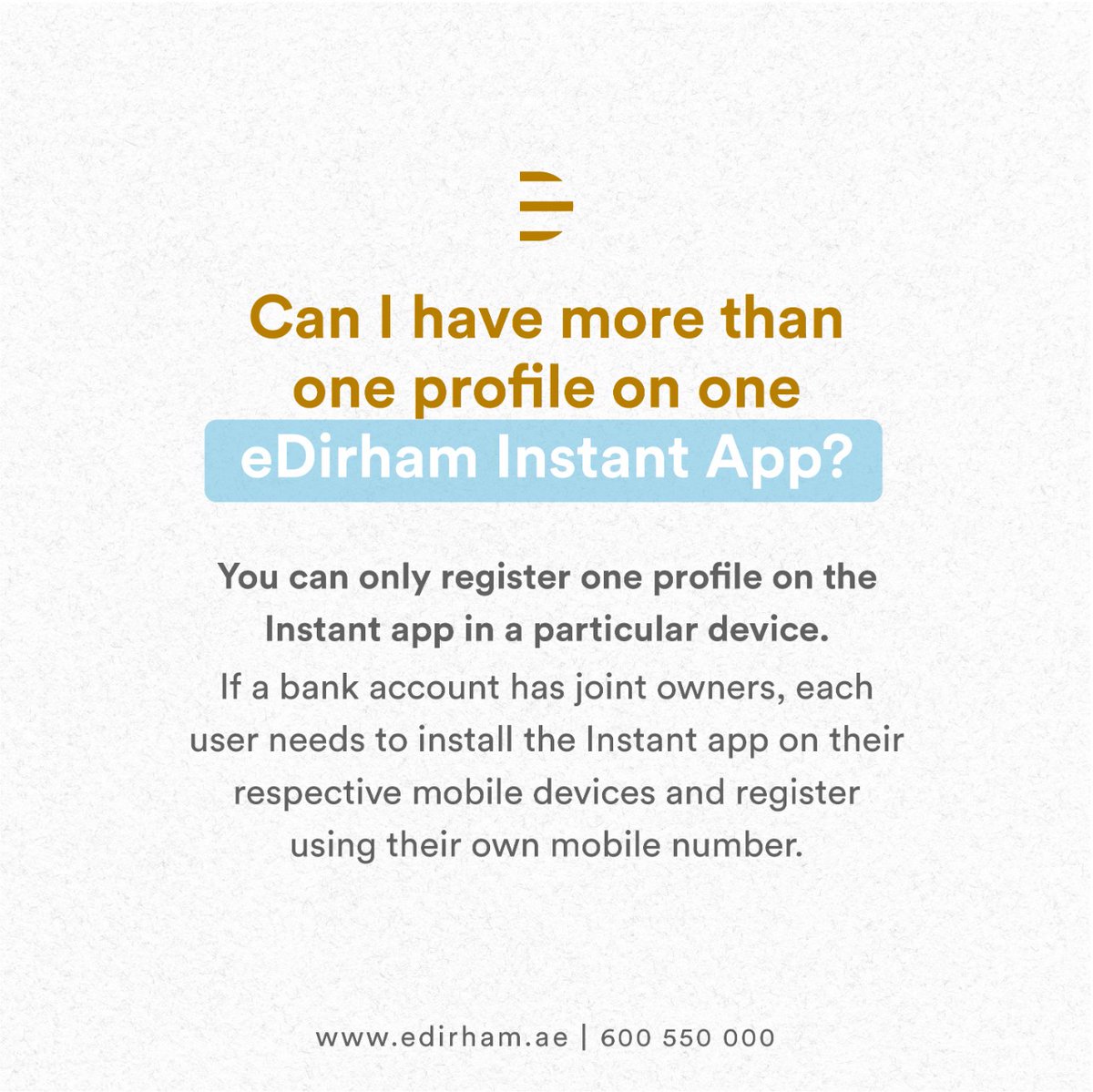 With the eDirham Instant app, you can link your eDirham card or your bank account as a source of funds to conveniently pay for government services on the go. 

To download the app: 
App Store: apple.co/33EXuG6 
Play Store: bit.ly/3mxnGuY

#UAE